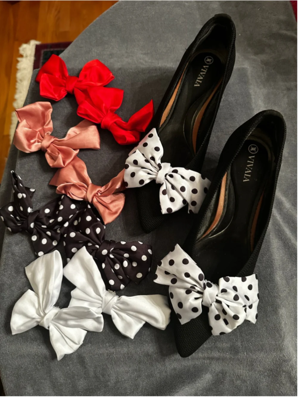 Assorted Clip-On Satin Shoe Bows